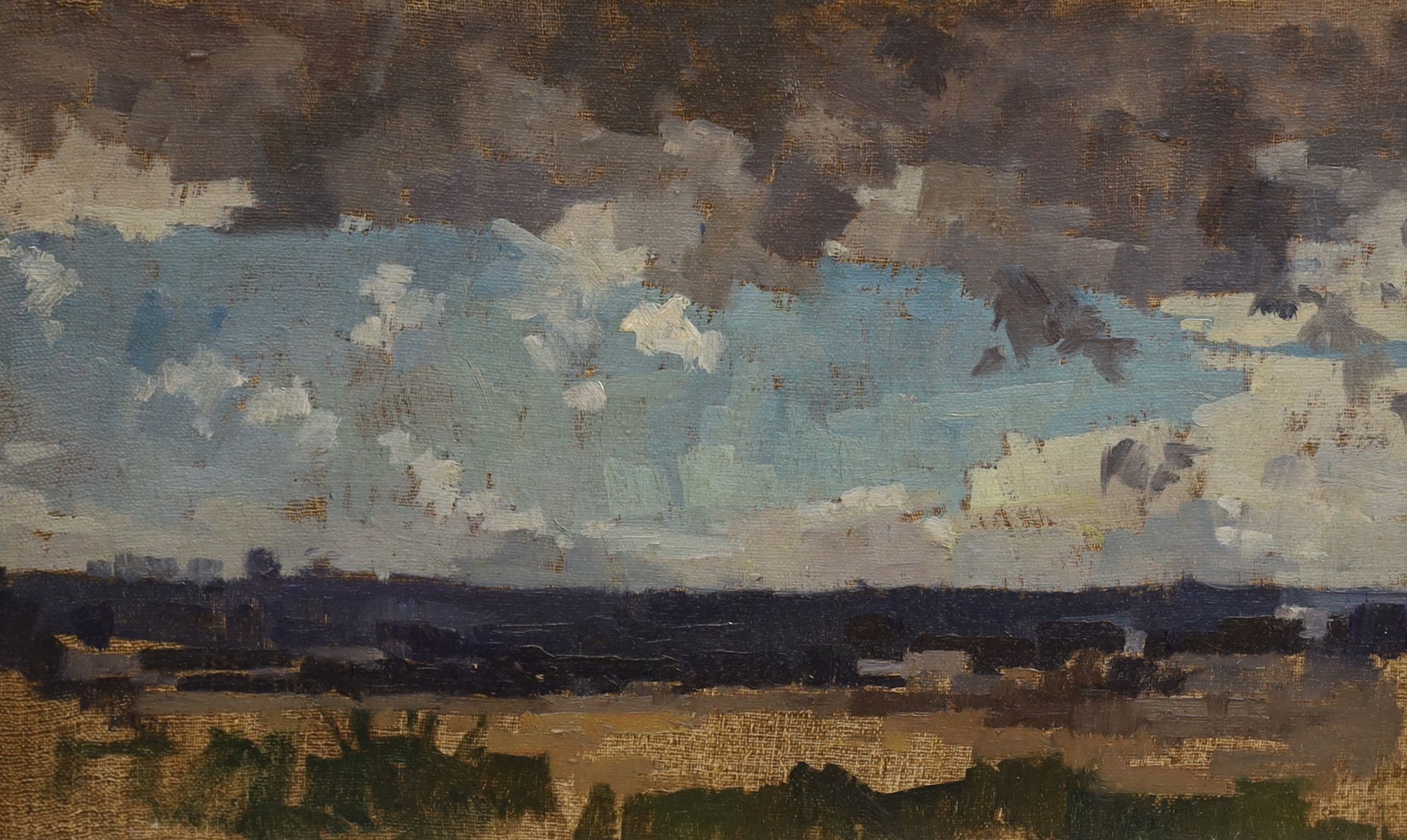 Michael Lawrence Cadman (1920-2010), oil on board, Open landscape, 34 x 39cm